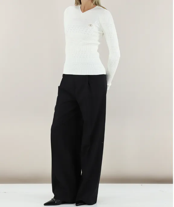 Pointelle-Knit Top