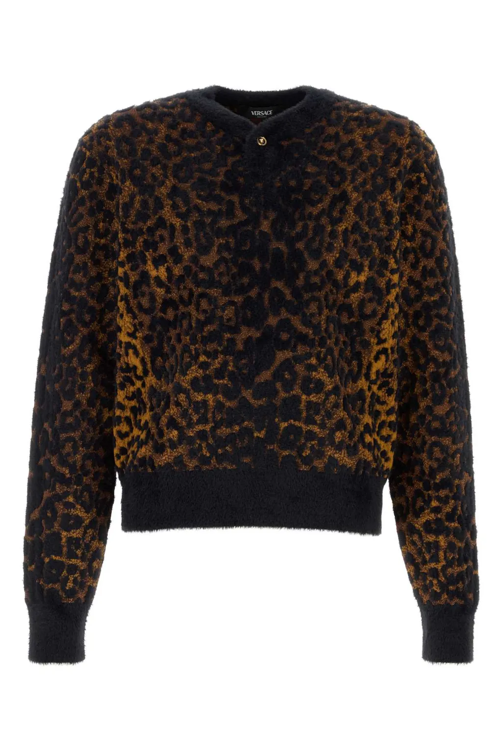 Leopard Jacquard Button-Up Cardigan