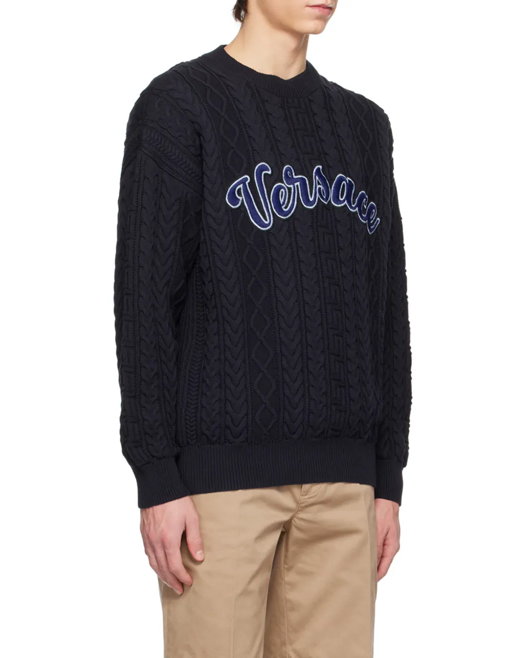 Logo Appliqué Cable-Knit Jumper