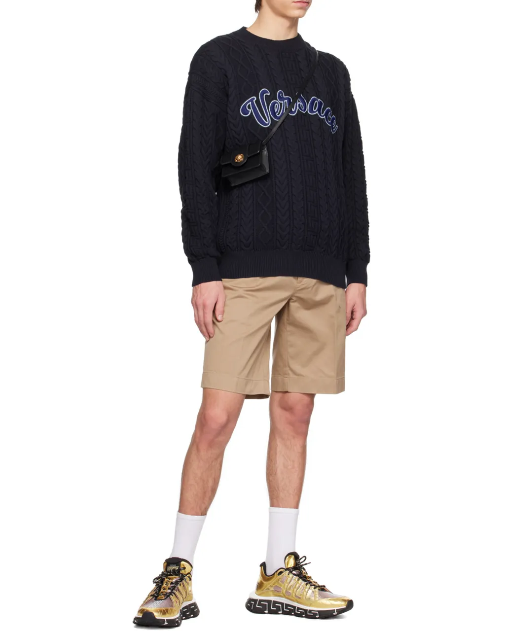 Logo Appliqué Cable-Knit Jumper