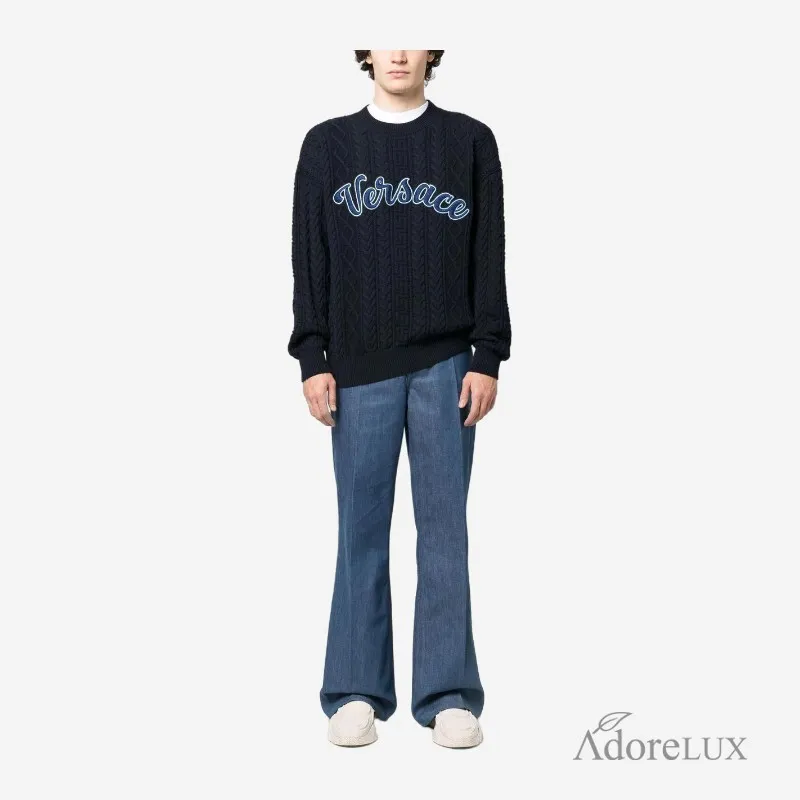 Logo Appliqué Cable-Knit Jumper