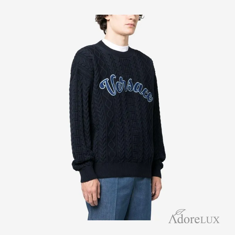 Logo Appliqué Cable-Knit Jumper