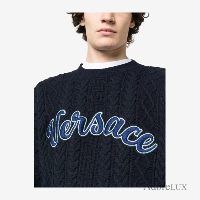 Logo Appliqué Cable-Knit Jumper