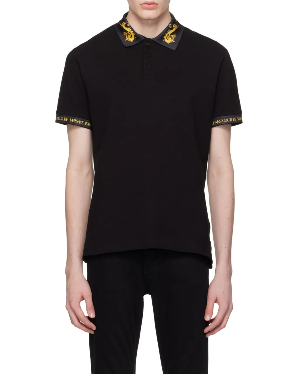 Barocco-Trim Short-Sleeved Polo Shirt