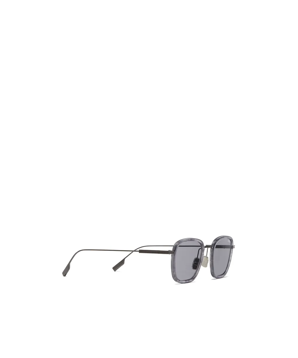 Striped Grey Havana Titanium And Acetate Sunglasses