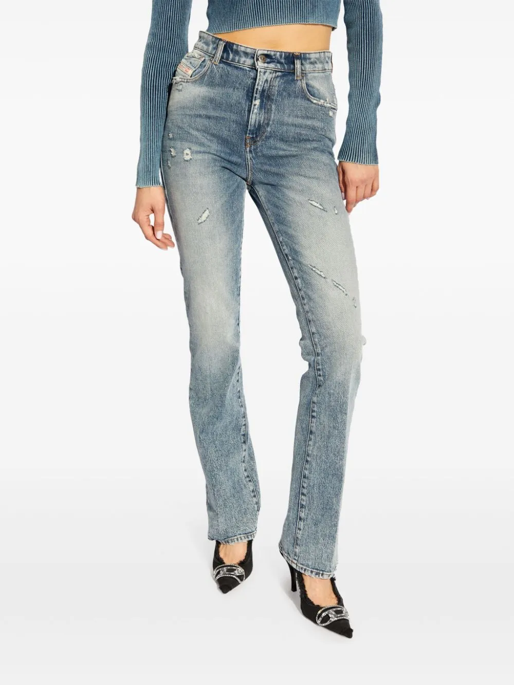 D-Escription Bootcut Distressed Skinny Jeans