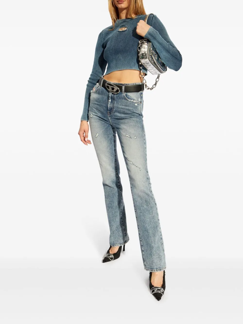 D-Escription Bootcut Distressed Skinny Jeans