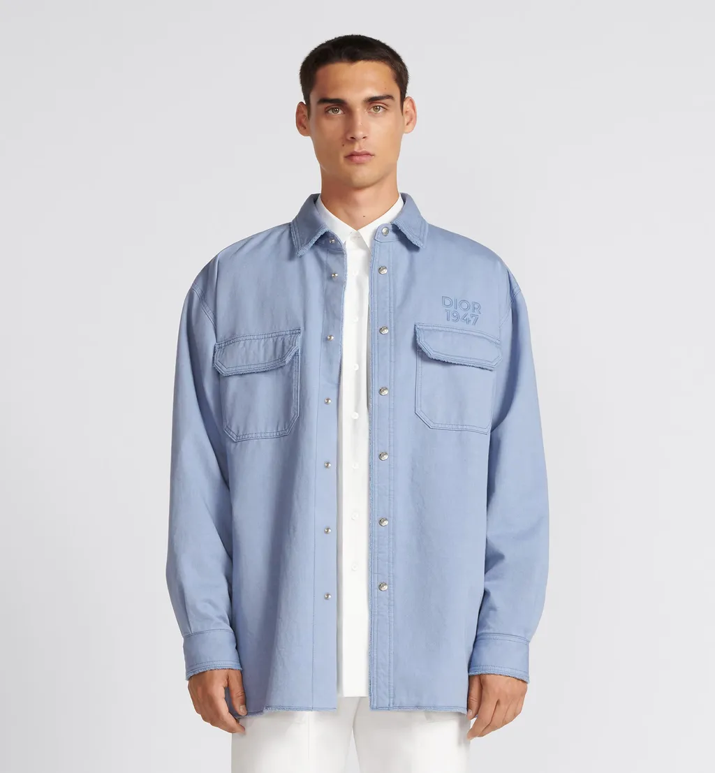1947 Logo Embroidered Long-Sleeved Overshirt