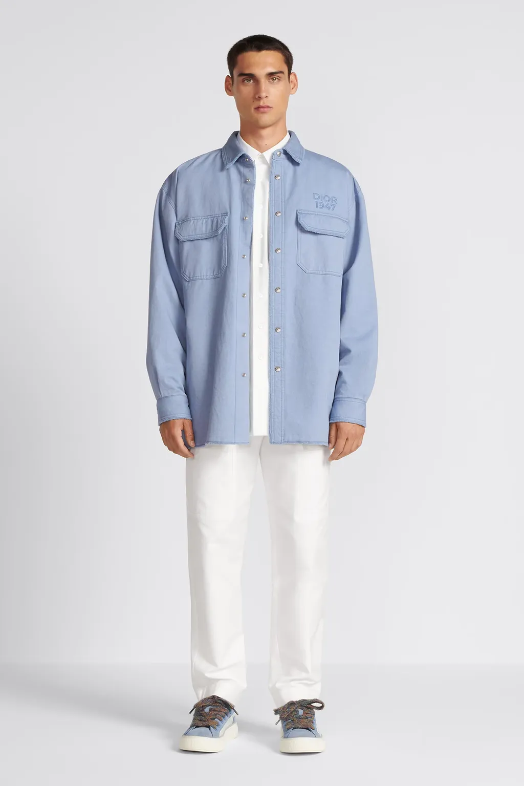 1947 Logo Embroidered Long-Sleeved Overshirt