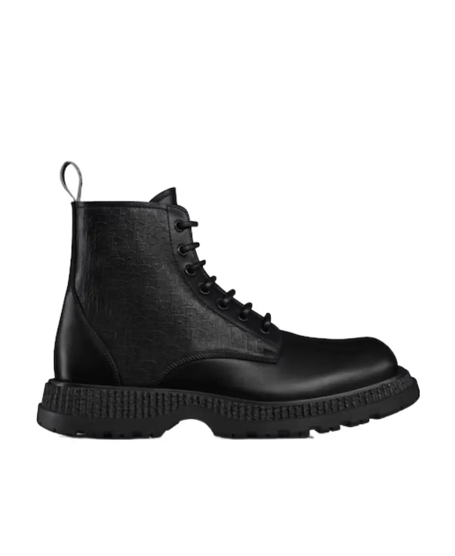 Oblique Printed Round-Toe Boots