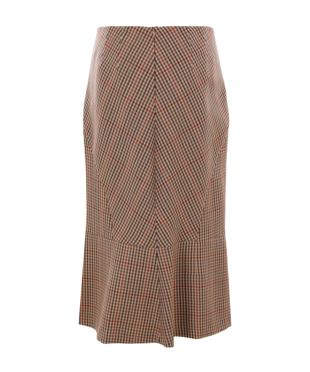 Checked Flared Skirt