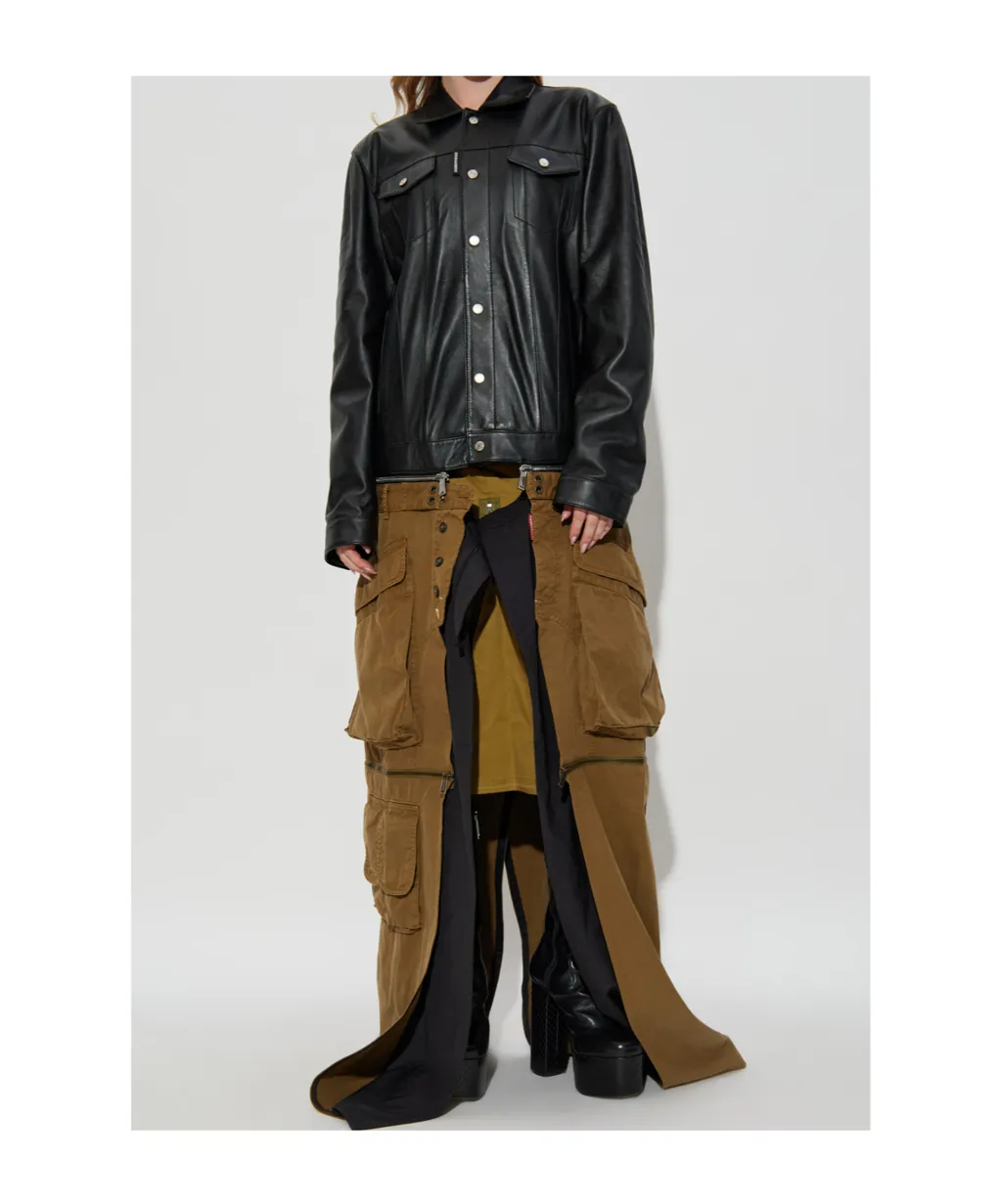 Snap-Button Leather Jacket