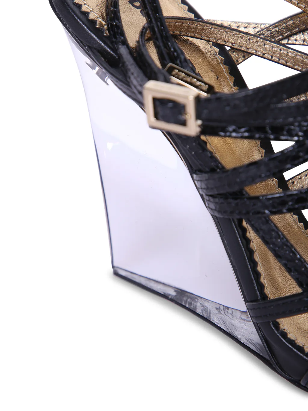 Crossed Strap Wedge Sandals