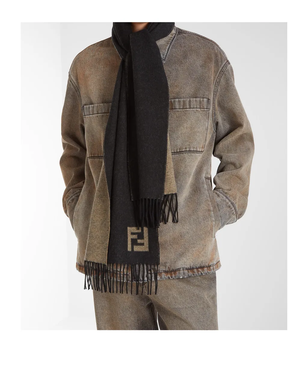 Black Wool And Cashmere Scarf