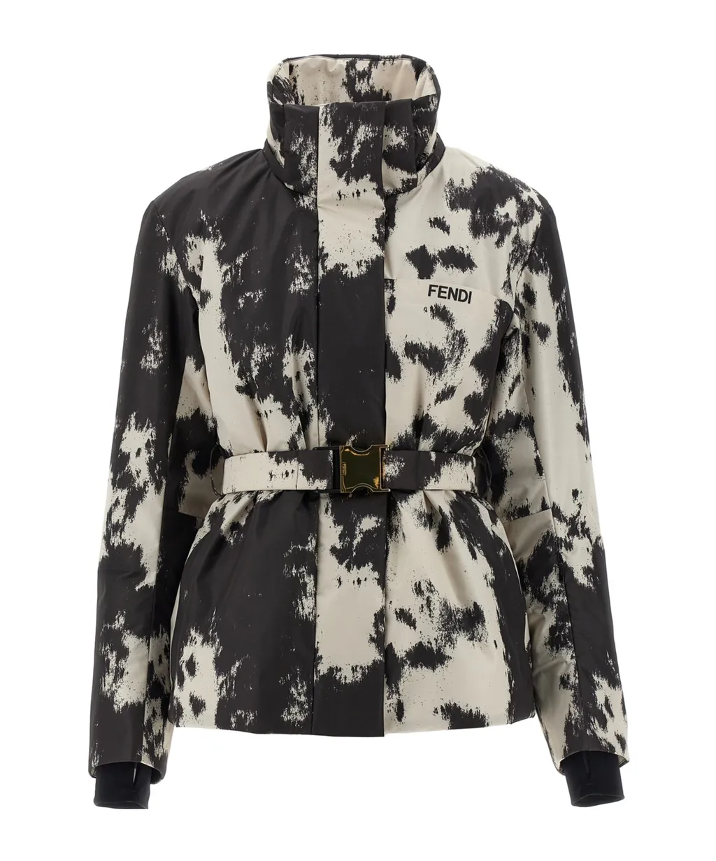 Frosted Fauna Belted Hooded Ski Jacket