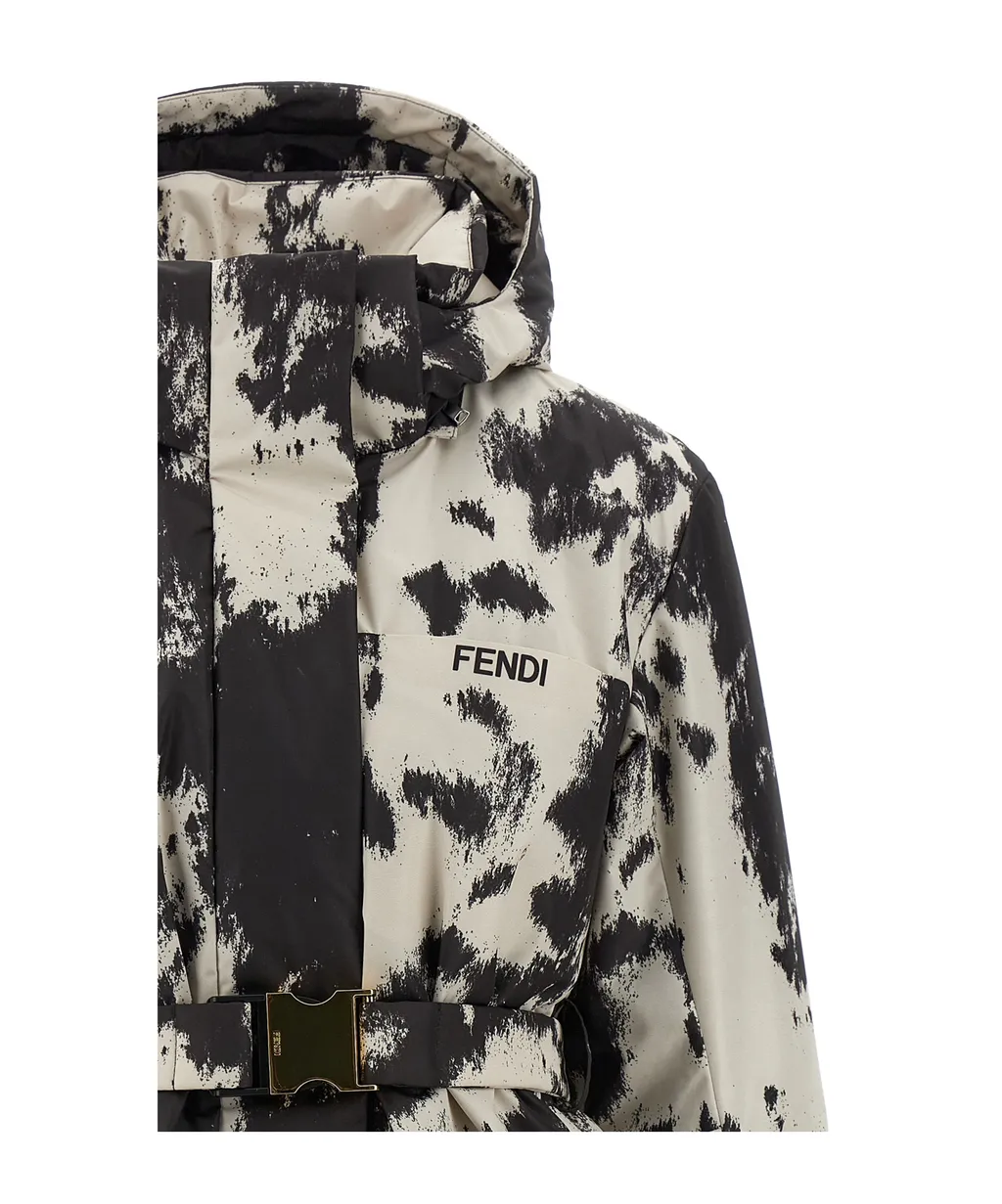 Frosted Fauna Belted Hooded Ski Jacket