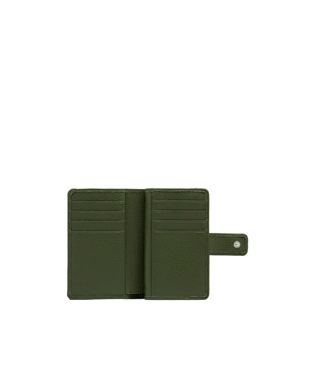 Pebbled Leather Wallet With Flap Closure