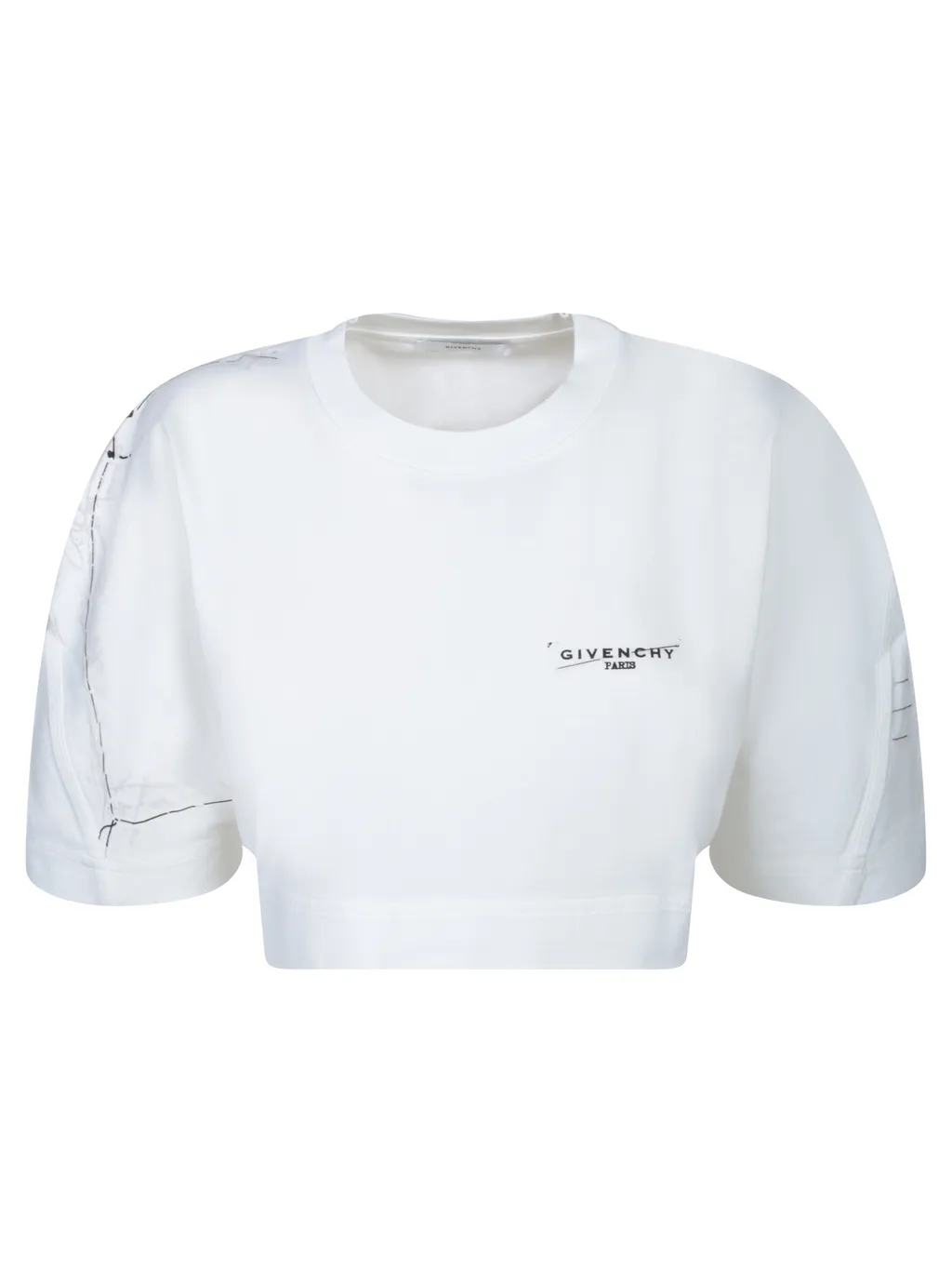 Paris Logo Embroidered Cropped T-Shirt