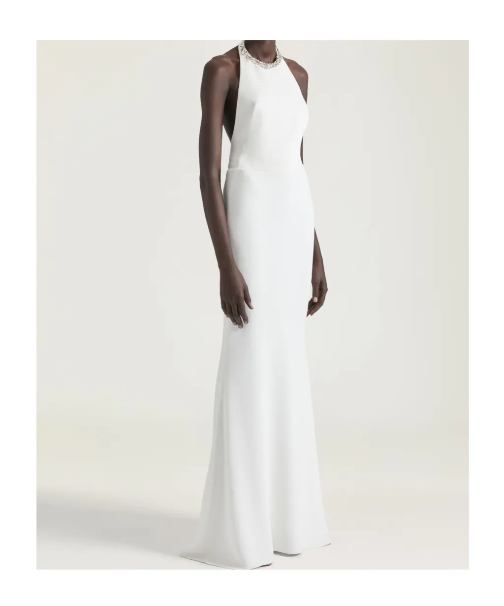 Halter Neck Evening Dress With Crystals