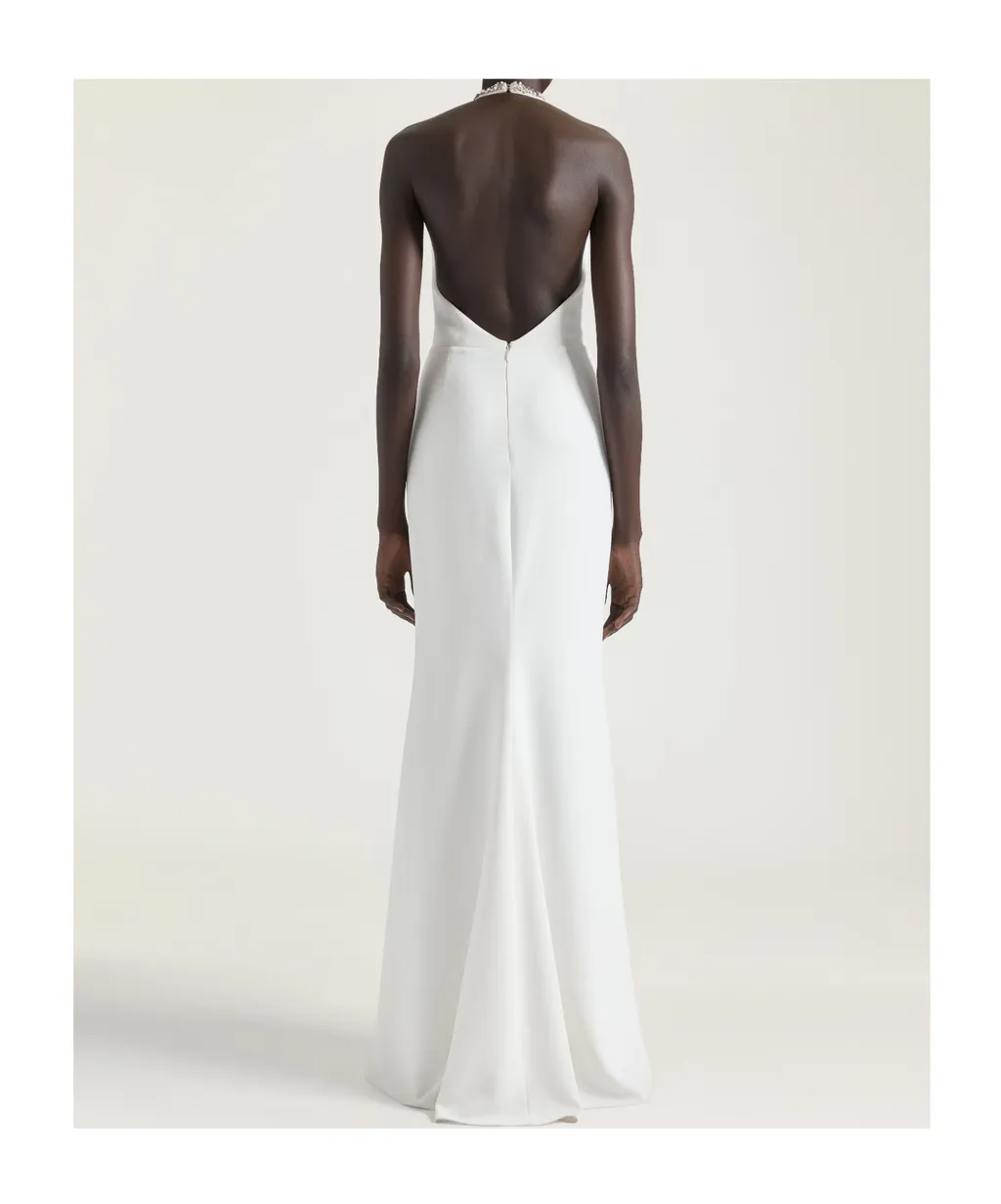 Halter Neck Evening Dress With Crystals