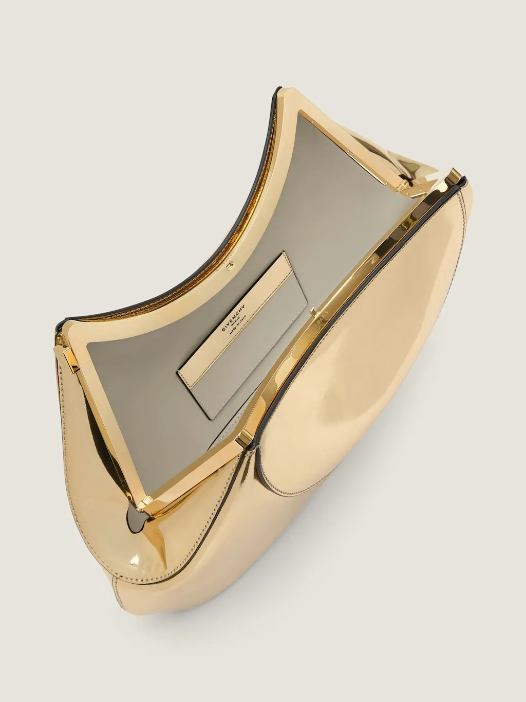 Golden Mirror Effect Facet Clutch Bag