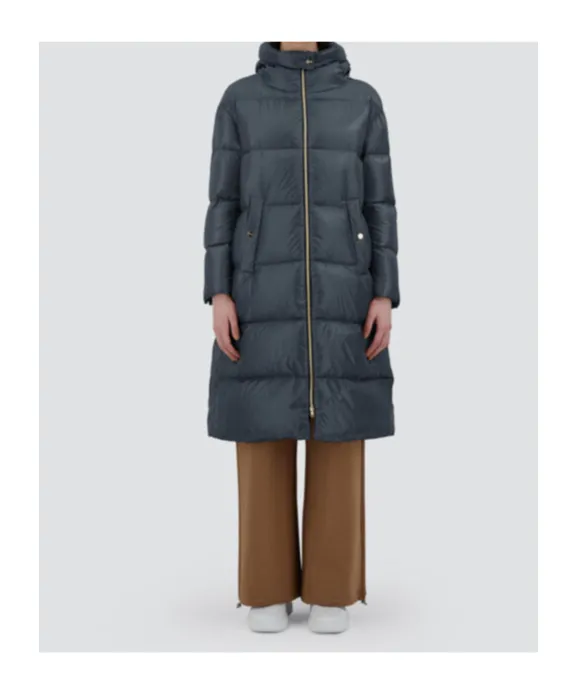 Padded Zip-Up Long Coat