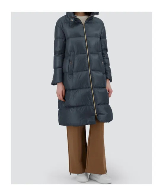 Padded Zip-Up Long Coat