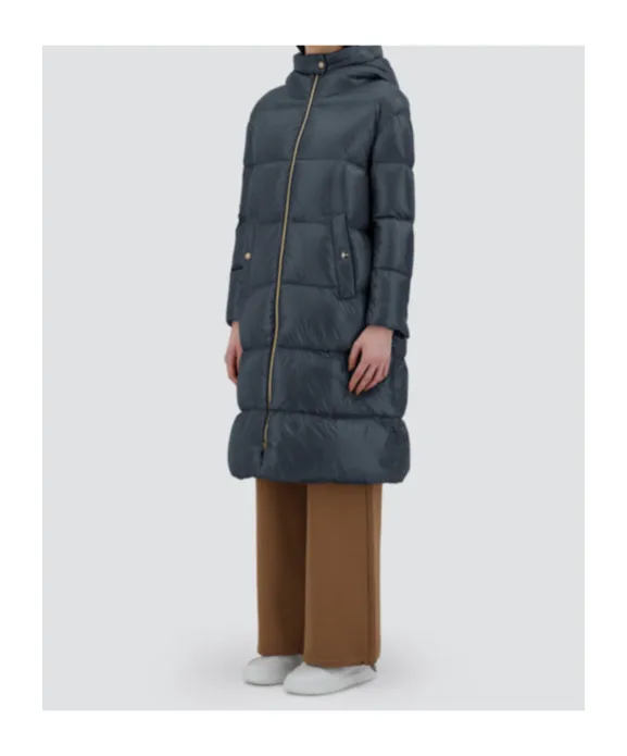 Padded Zip-Up Long Coat