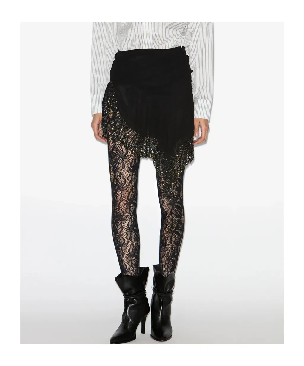 Embellished Asymmetric Ruffled Skirt