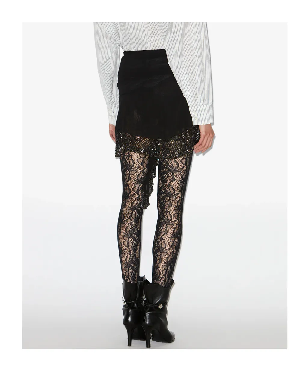 Embellished Asymmetric Ruffled Skirt