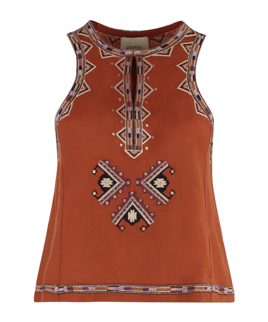 Zahara Beaded-Embellishment Silk Top