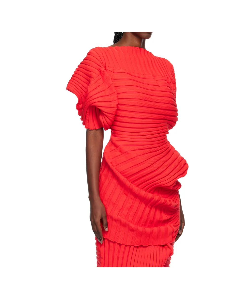 Ribbed-Knit Short-Sleeved Top