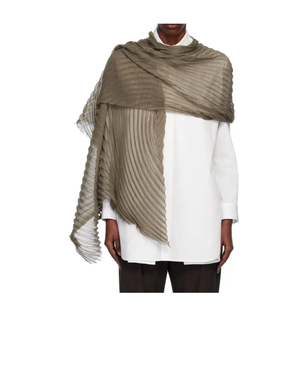 Pleated Silk Scarf