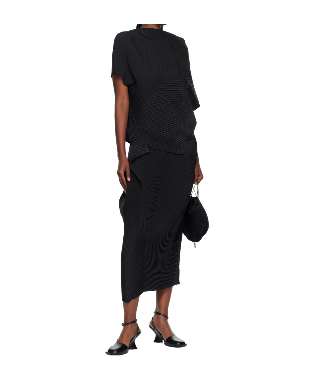 Pleated Asymmetric Skirt