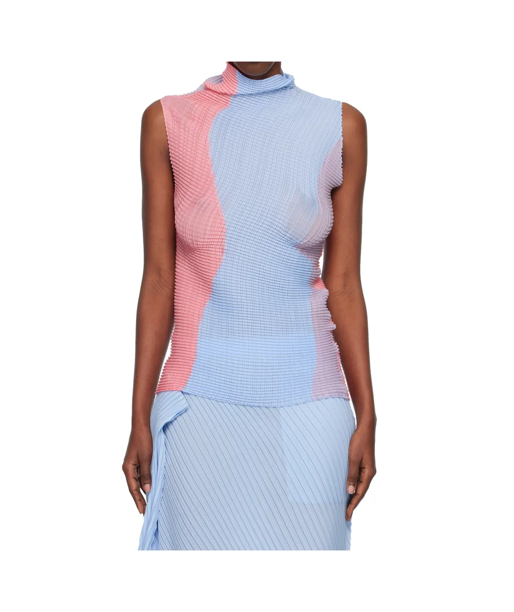 Pleated Two-Tone Top