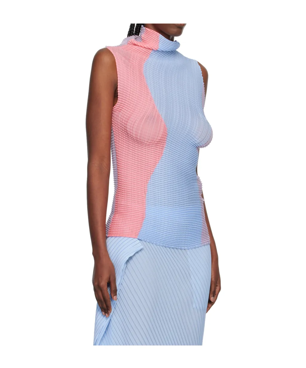 Pleated Two-Tone Top