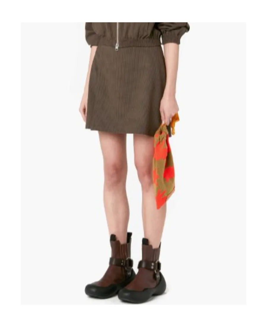 Check-Print Belted Skirt