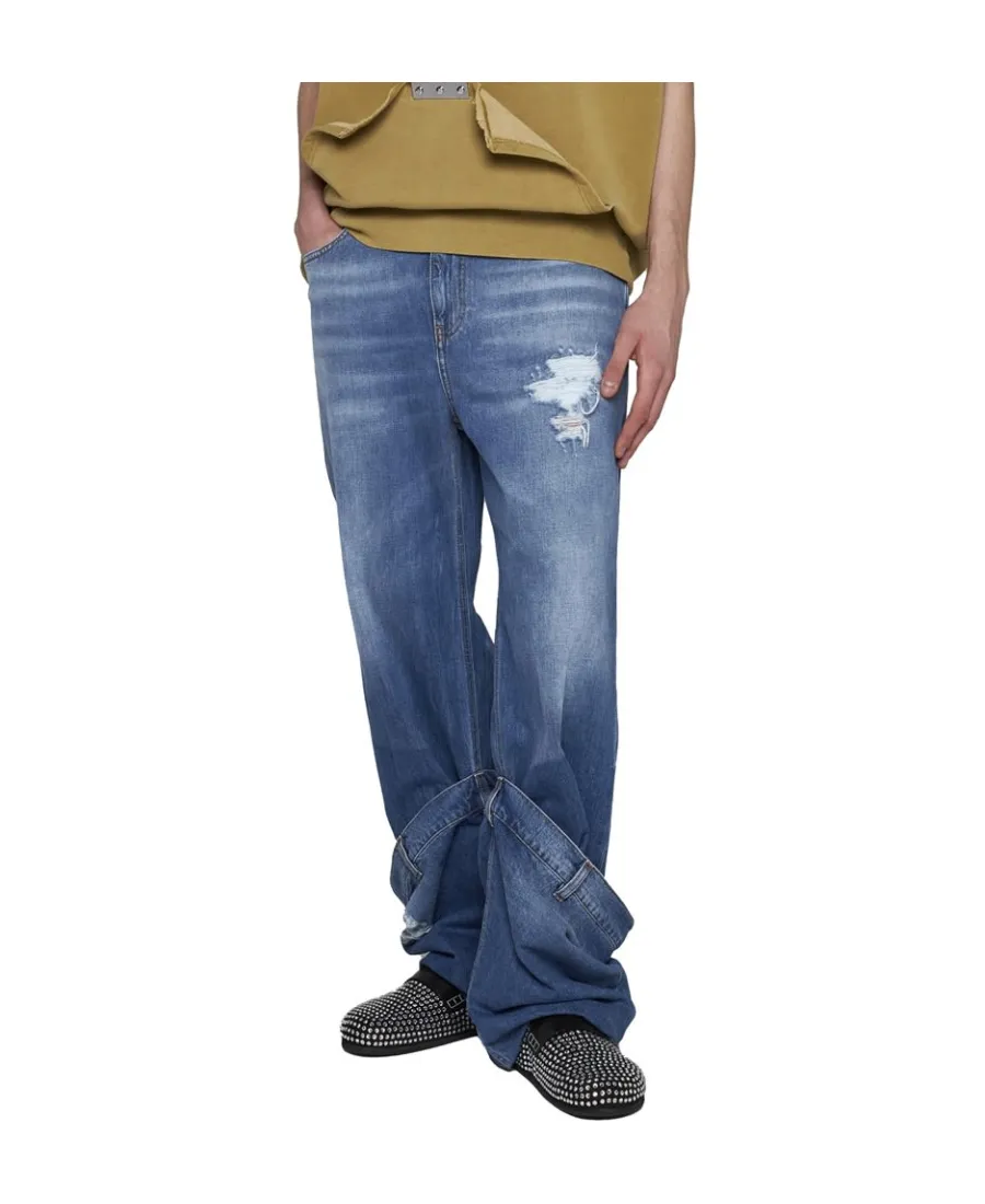 Logo Patch Distressed Jeans
