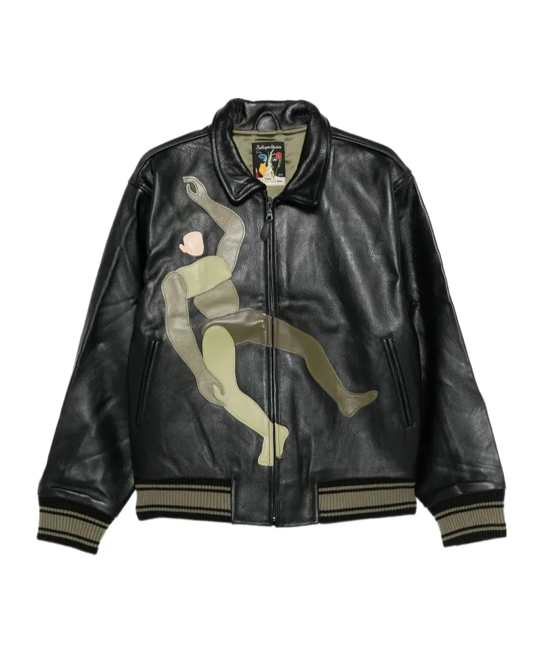 Long-Sleeved Leather Jacket
