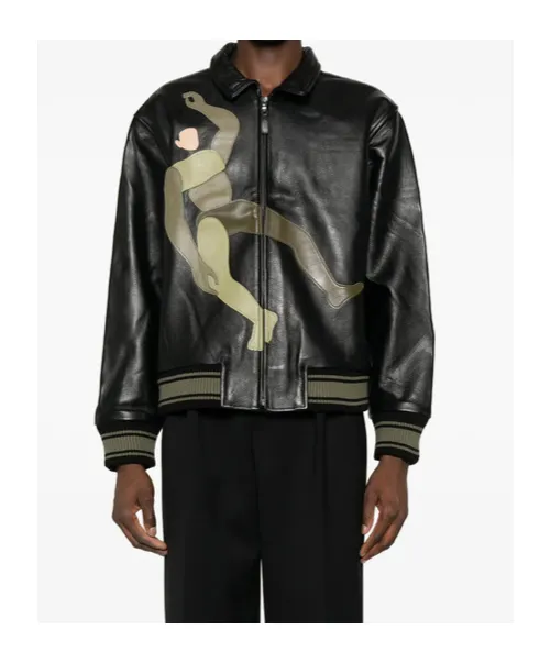 Long-Sleeved Leather Jacket