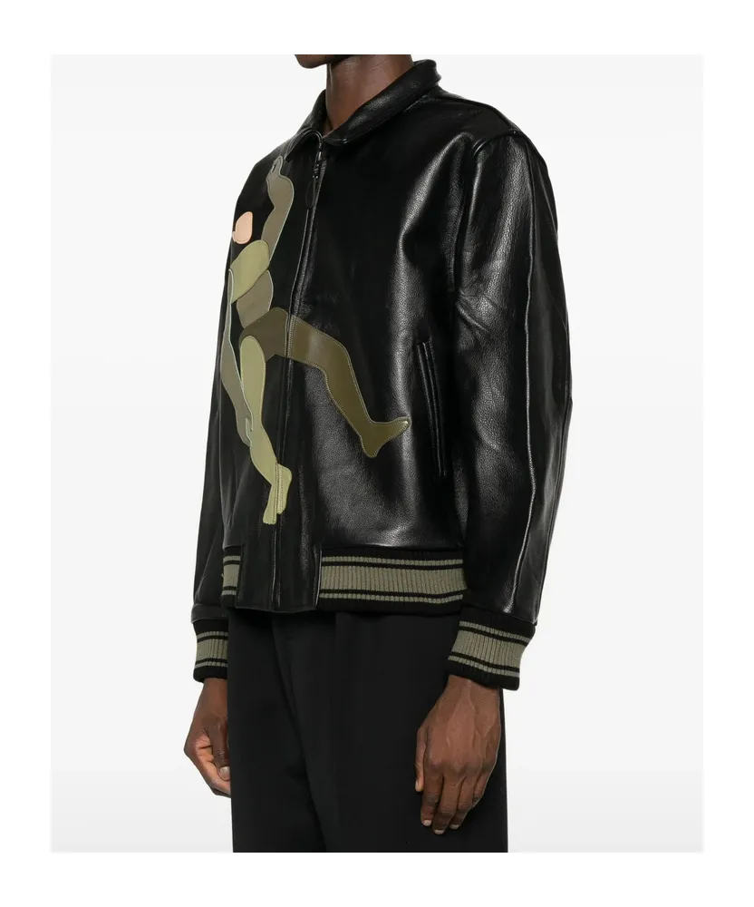Long-Sleeved Leather Jacket