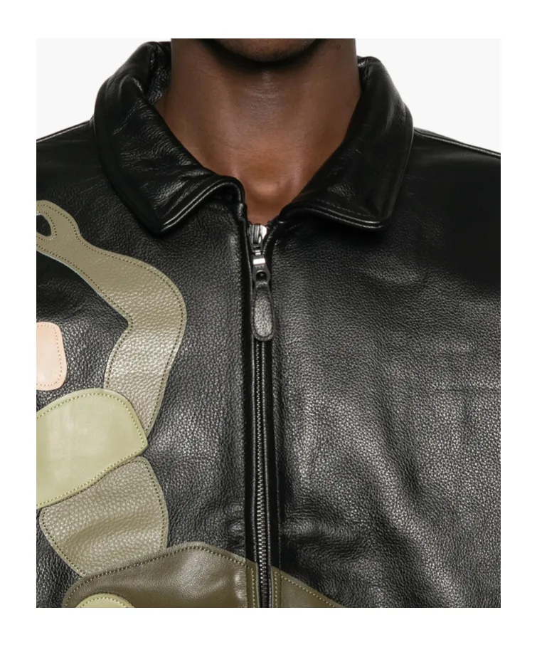 Long-Sleeved Leather Jacket