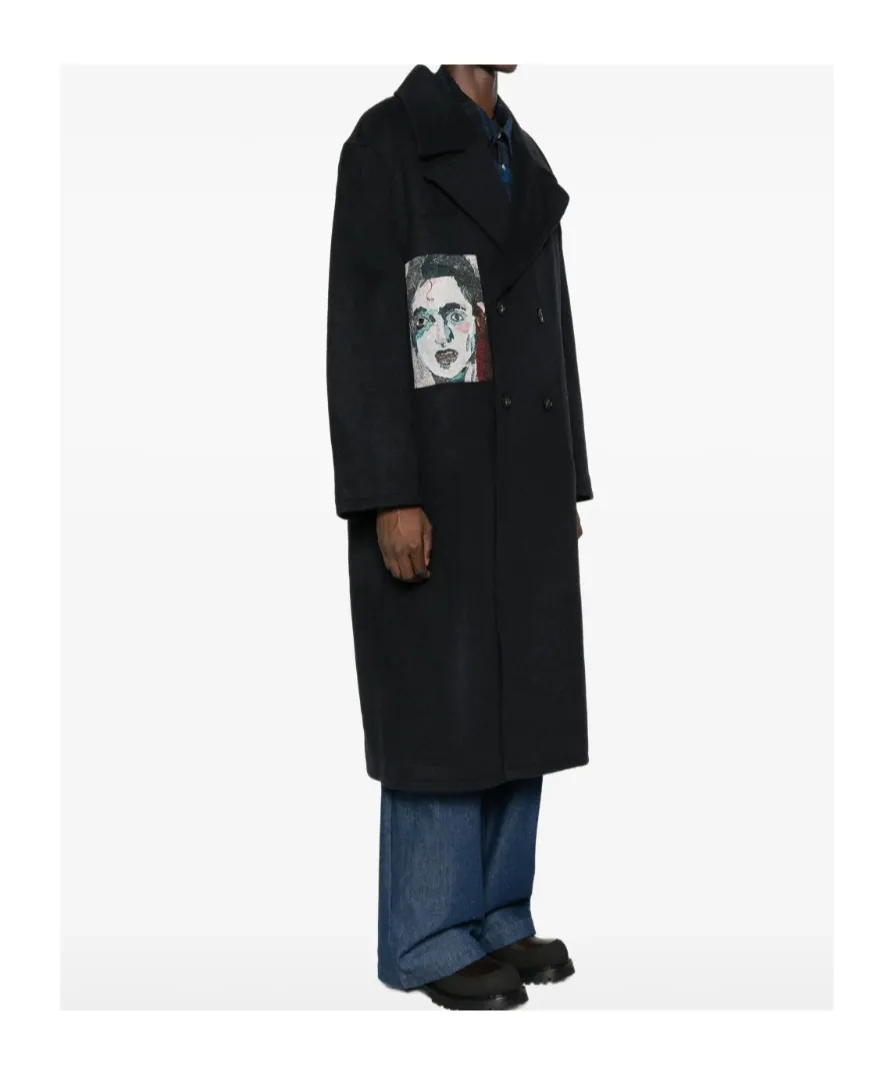 Double-Breasted Printed Coat