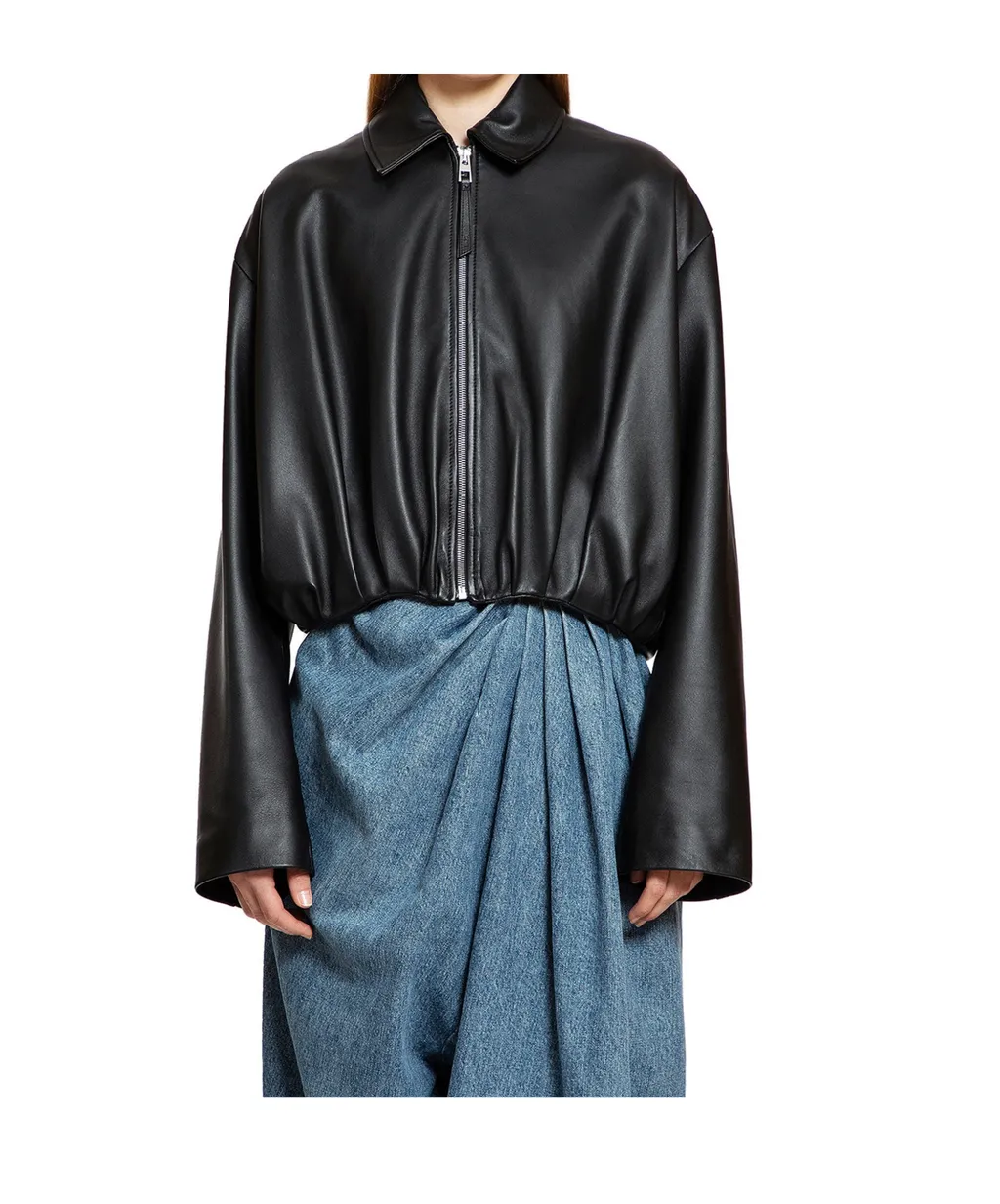 Draped Leather Jacket