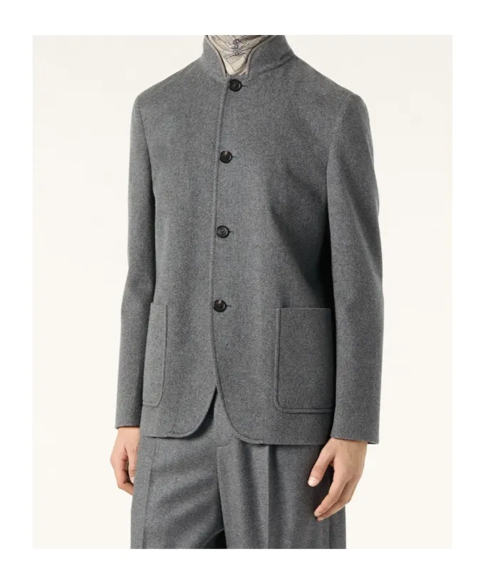 Mandarin Collar Patch Pocket Jacket