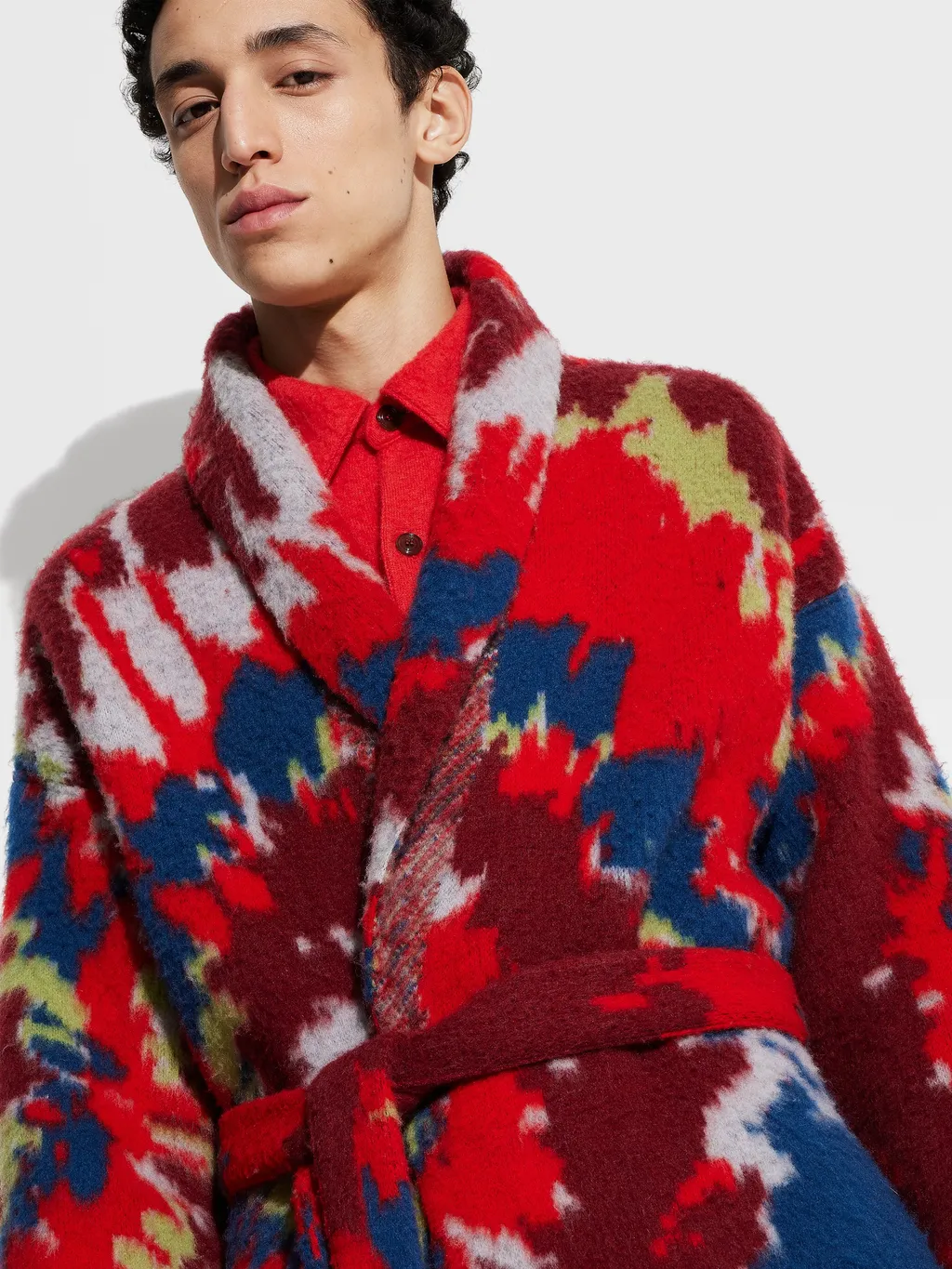 Intarsia Cashmere-Wool Robe