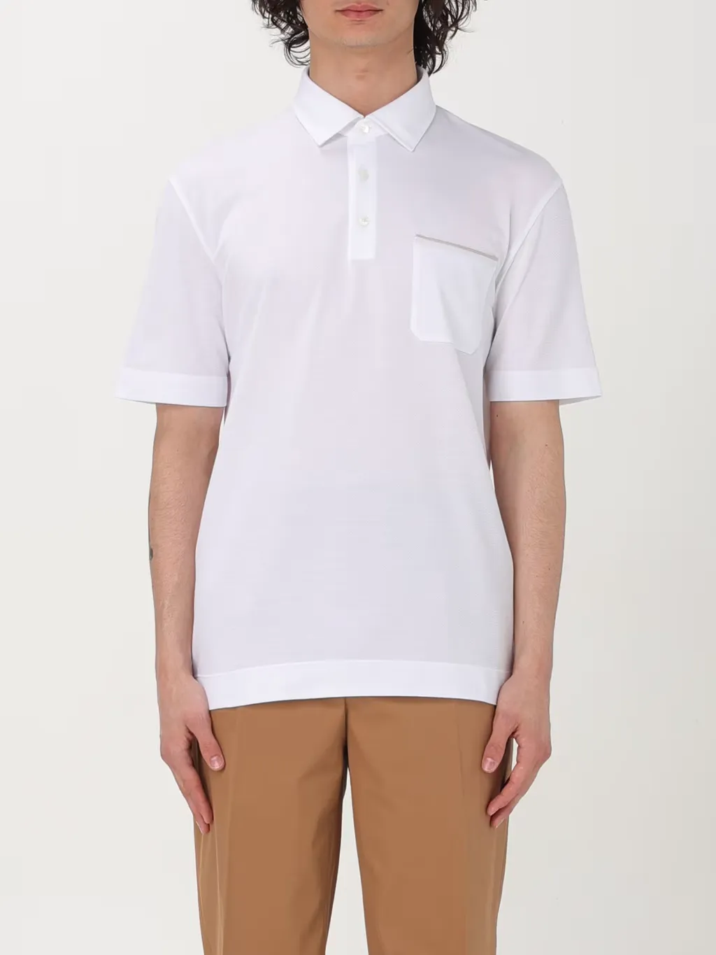 Short Sleeved Button-Detailed Polo Shirt
