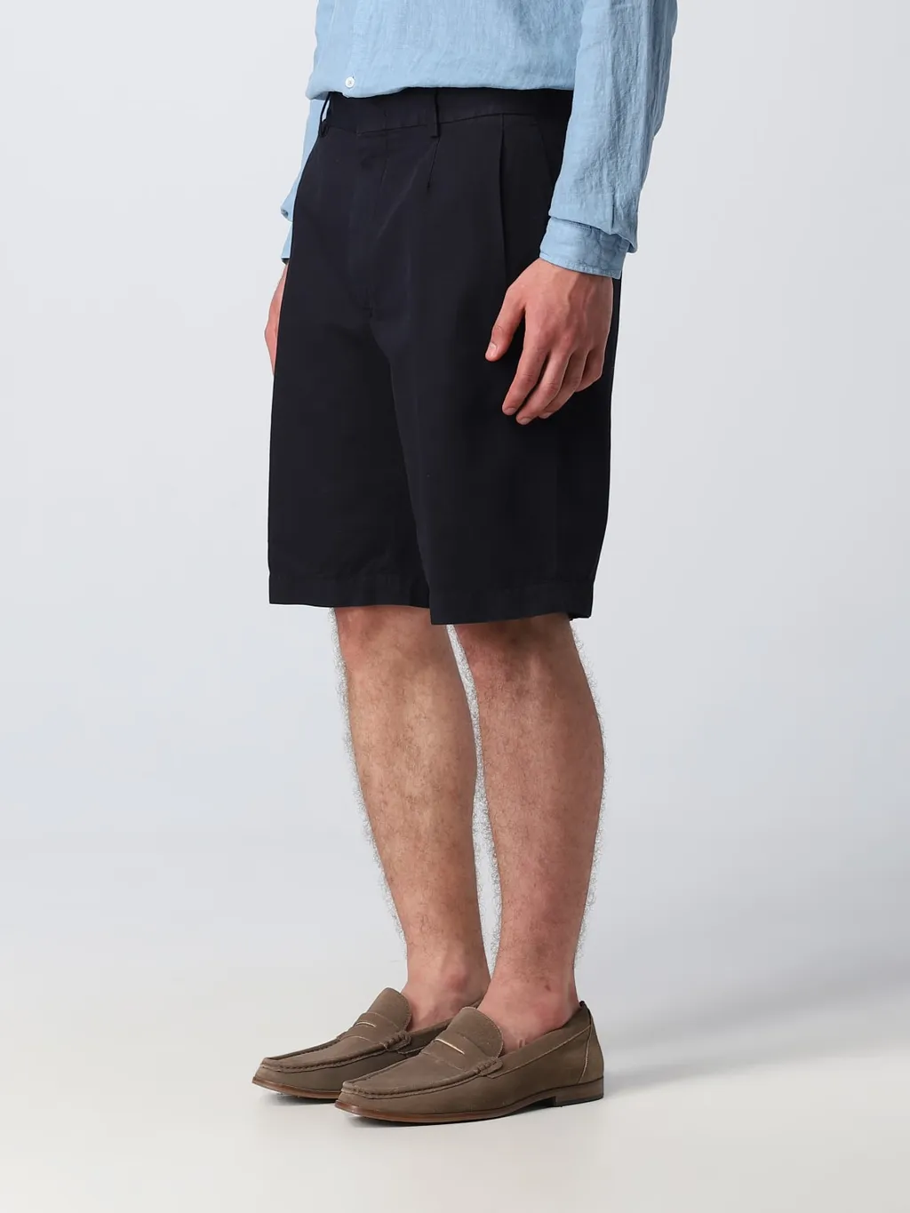 Pleated Cotton Linen Shorts