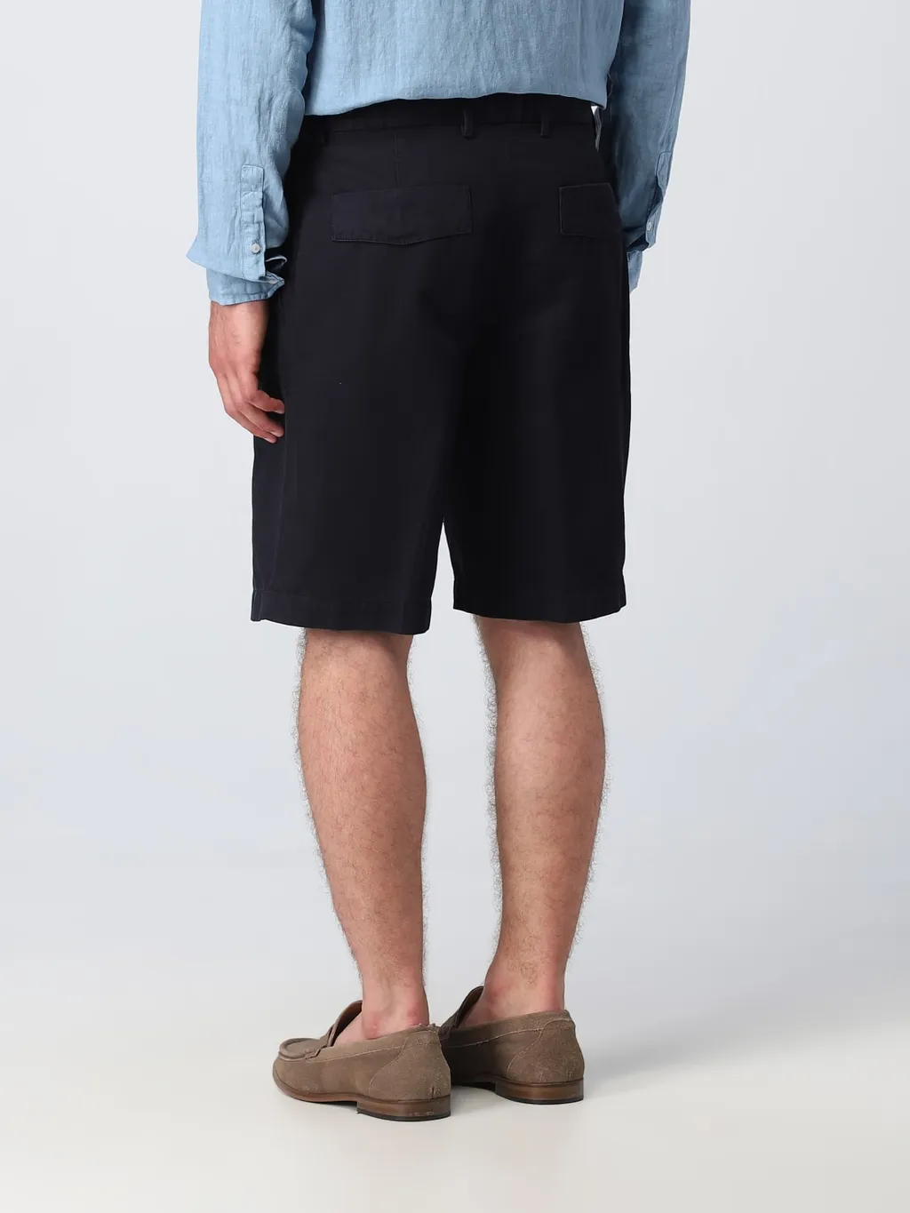 Pleated Cotton Linen Shorts