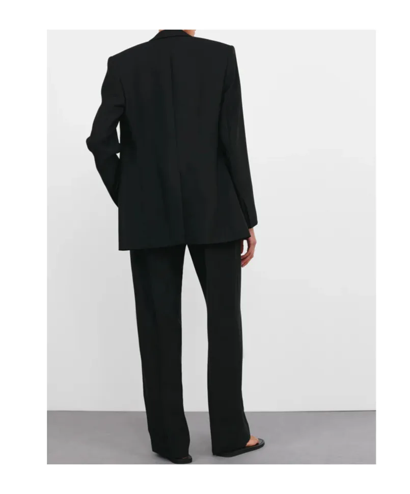 Buttoned Notch-Lapel Blazer